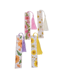 Wholesale Dried Flower Bookmark Floral Bookmarks with Hole and Colorful Tassels for Paper Book DIY Gifts
