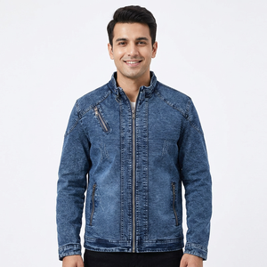 2026 Fall Fashion Vintage High Quality Zipper Slim Casual Classic <b>Denim</b> <b>Jacket</b> for <b>Men</b> - Product Image 1