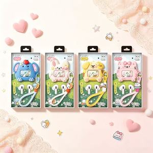 Estuche de silicona con diseño de dibujos animados y cordón acrílico para auriculares TWS BT 5.4 - Product Image 1