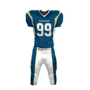 Uniforme de football américain en cuir véritable avec logo personnalisé 2023, haute qualité, tailles plus grandes, ensembles confortables et respirants, vêtements de football - Product Image 1