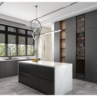 Meubles de maison complets sur mesure de style minimaliste moderne Benovo, écologiques, en panneaux de particules, unités de rangement en acrylique en forme de L