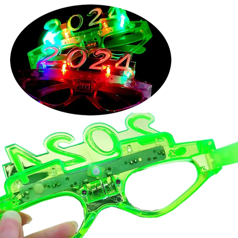 Crafts Perlengkapan pesta . 2024 Number LED Glowing Glasses 4pcs Light Up Glasses New Year Christmas Party Supplies Sets