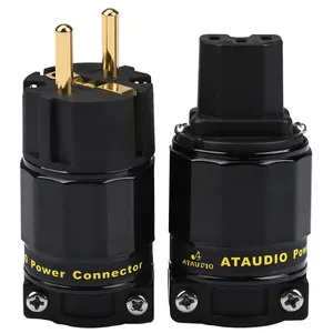 ATAUDIO HIFI Audio Power Plug 24K Gold plated IEC Connector plug 1set/2pcs 15A/125V Hifi MATIHUR EU plug