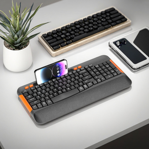 Ergonomic 107-Key 2.4G Bàn phím không dây với đệm Palm còn lại điện thoại chủ Khả năng tương thích đầy đủ kích thước thiết kế kết nối <span class=keywords><strong>USB</strong></span> - Product Image 4