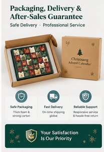 Calendrier de l'Avent de Noël en carton réutilisable avec 24 tiroirs surprise, estampage à chaud doré et motifs personnalisés - Product Image 6