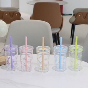 Vaso de Plástico Transparente Reutilizable de 450 ml con Logotipo Personalizado para Café, Té con Leche, Jugo de Frutas, con Pajita - Product Image 5