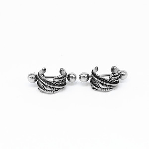 yunnique Titanium Steel Feather <b>Cuff</b> <b>Earrings</b> For Men And Women Retro <b>Ear</b> Clips Geometric Design Guangzhou Origin GZYE 0770 - Product Image 1