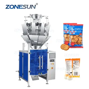 ZONESUN-bolsa Vertical de Chips de ZS-GFKL420, máquina de embalaje de sellado, sellado, prefabricado, 10 cabezales