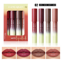 Crayon à lèvres et rouge à lèvres de luxe Handaiyan Smooth Matte 4 couleurs, longue tenue, pigmenté, maquillage pour les lèvres, OEM