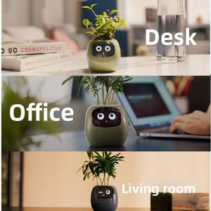 Pot <span class=keywords><strong>de</strong></span> fleurs intelligent transfrontalier à arrosage automatique, réservoir d'eau intelligent, contrôle par application, rechargeable par USB, design en résine plastique, électrique - Product Image 5