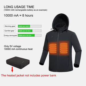 سترة تدفئة كهربائية قابلة لإعادة الشحن للرجال والنساء مقاومة للماء للرياضات الخارجية والتزلج والمشي لمسافات طويلة - Product Image 3