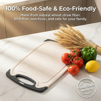 Snijplanken voor de keuken, antislip snijplankenset van ecologisch tarwestro (3 stuks), vaatwasmachinebestendig (wit)