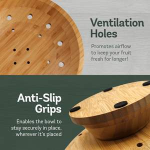 Cesta de Frutas LUMINA, Frutero de Bambú con Orificios de Ventilación, Soporte de Madera para Servir Frutas - Product Image 4