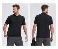 Maglietta Sportiva da Uomo con Mezza Zip, Manica Corta, Collo Alto, Logo Personalizzato OEM, Leggera, Traspirante, per Fitness, Allenamento, Corsa