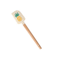 Ensemble de spatules en silicone à motif de fruits avec manche en bois pour la pâtisserie et le mélange, design orange, citron, ananas, outil de cuisine