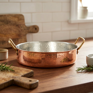 Sartén de Estilo Americano Moderno, Forjada a Mano, Exterior de Cobre, Asas de Acero Inoxidable, Apta para Cocina de Gas, Duradera y Ecológica - Product Image 3