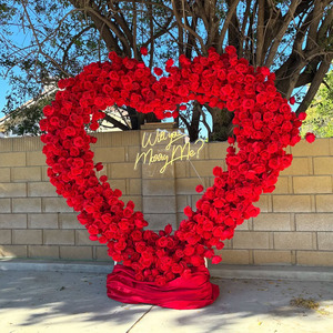 ชุดซุ้มดอกไม้ประดิษฐ์รูปเขาดอกไม้ผ้าไหมสีแดงชุดซุ้มดอกไม้ประดิษฐ์สำหรับงานแต่งงานซุ้มดอกไม้ตกแต่งฉากหลัง - Product Image 6