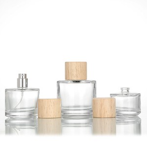 Wholesale Luxury 30ml 50ml 100ml <strong>atomizer</strong> <strong>Perfume</strong> Bottle with Wood Cap Spray unique parfum Glass Bottle Packaging - Product Image 1