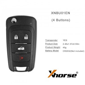 Xhorse VVDI XNBU01EN Telecomando Universale Wireless a 4 Pulsanti, Chiave Auto Universale Pieghevole Versione Inglese per Buick Chevrolet Opel - Product Image 2