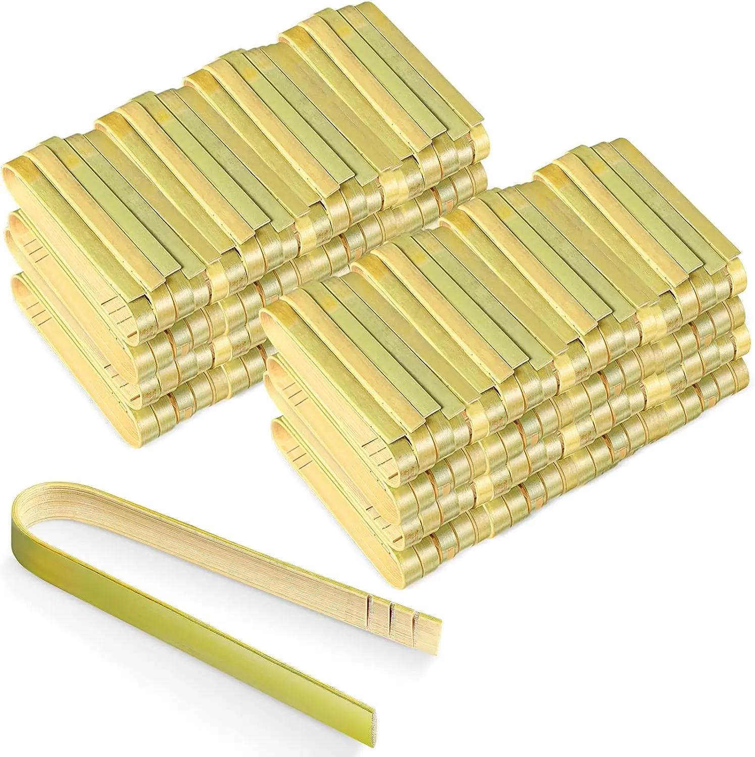 Descartável Eco Friendly Bambu Pão Servindo Clipes U Forma Pequeno Mini Ice Tongs Food Grade