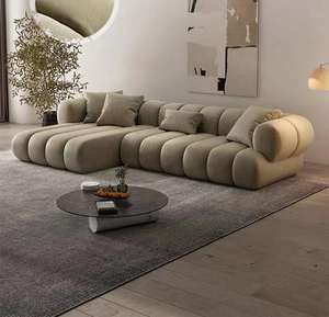 Ensemble de canapés sectionnels minimalistes et élégants pour salon, configuration à touches de piano, forme de chenille, tissu rembourré doux - Product Image 4