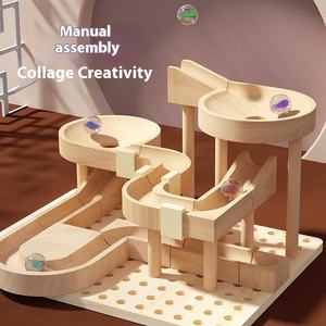 Course de marbre en bois pour enfants blocs de construction en bois jouets et ensemble de <span class=keywords><strong>jeu</strong></span> de Construction piste de marbre labyrinthe <span class=keywords><strong>jeu</strong></span> STEM jouets d'apprentissage - Product Image 3
