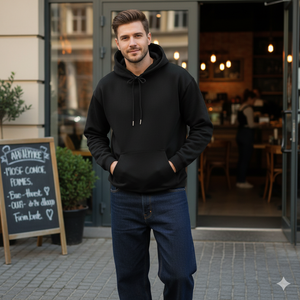 W50003 Vente en gros Sweat à capuche d'hiver en polaire thermique, style athlétique décontracté, avec poche kangourou, personnalisable avec logo - Product Image 2