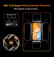 Pelindung Layar Privasi 360 Derajat Kaca Tempered Anti Spy 4 Arah 2.5D 0.33mm untuk iPhone 18 17 16 15 14 13