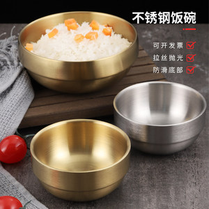 Bol à soupe doré style coréen, en acier inoxydable 304, bol à riz double couche, bol à kimchi pour repas d'hôtel - Product Image 4