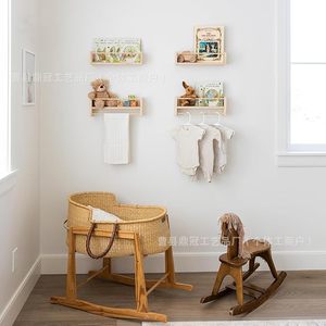 <b>Wall</b> <b>Mounted</b> Wooden <b>Shelf</b> 3 Tier Rectangle For Kids Books And Toys Easy Cleaning - Product Image 4