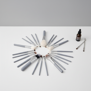 Juego de 26 Brochas de Maquillaje de Lujo Serie Gris, <span class=keywords><strong>Pelo</strong></span> Natural de Cabra, <span class=keywords><strong>Pelo</strong></span> de Zorro de las Nieves, Brocha para Rubor, Juego Completo de Brochas Profesionales para Artistas - Product Image 6