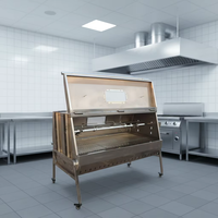 Grill rotatif double en acier inoxydable avec capot isolé, cuisson double face, grande capacité, rôtissoire à charbon de bois