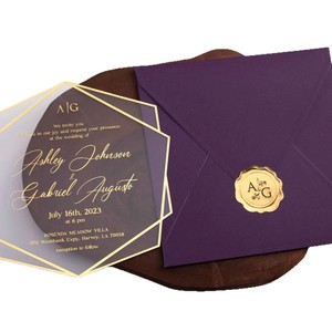 2026 New Arrivals Custom Purple Fold Pocket Luxury Acrylic Christmas Invitation <b>Cards</b> <b>Gold</b> Foil Eco-Friendly 3D Pop-up - Product Image 5