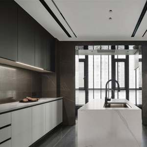 Gabinetes de Cocina Modulares de Madera Contrachapada de Alta Gama, Personalizados, de Lujo, con Accesorios de Acero Inoxidable, con Alacena e Isla - Product Image 3