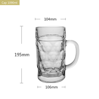 Mug à bière en cristal de luxe 1L, logo personnalisé, style classique, verre à boire promotionnel, design par sublimation