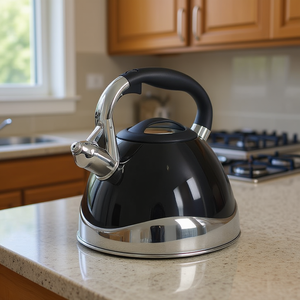 Hervidor de agua Kela de 3 L, de acero inoxidable, negro, con silbato, para usar en la estufa. - Product Image 3