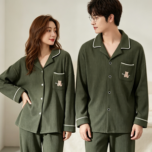 Ensemble de pyjamas de luxe assortis pour couple, vêtements de nuit doux en bambou pour hommes et femmes, production sur mesure en gros, fabricant - Product Image 3