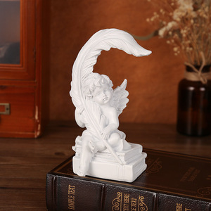 Estatuas de ángeles de resina de Mystic Arts con alas de plumas, decoración de estilo europeo para sala de estar, oficina, escritorio, regalo. - Product Image 3