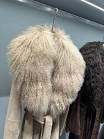 Manteau d'hiver ceinturé pour femmes, col en véritable fourrure de mouton de Mongolie, long trench-coat pour femmes avec col en laine
