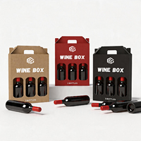 Boîte en papier kraft ondulé extra-résistant, boîtes cadeaux écologiques pour vin, pour 3 bouteilles et 2 bouteilles de vin rouge et blanc, rangement pour bouteilles