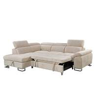 Canapé-lit pliant en L de conception européenne, deux places, rembourré en éponge, avec chaise longue, USB, en tissu écologique, confortable pour salon