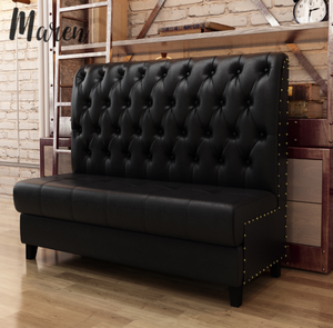 Banquette de restaurant personnalisée en cuir noir de style rétro, banquette haut de gamme pour café, club, restaurant, canapé - Product Image 1