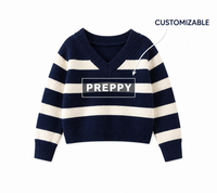 Ensemble pull tricoté rayé et jupe plissée style preppy pour filles, tenue scolaire personnalisée pour enfants de 4 à 12 ans, vente en gros
