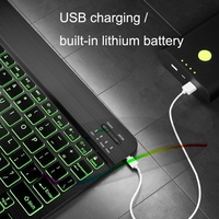 RGB Backlit warna-warni 10 inci 78 tombol, Keyboard Blutoth untuk ponsel Tablet, Keyboard nirkabel