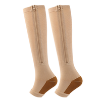 Zipper Compression Tricoté Nylon Varices Chaussette De Compression 15-20 Mmhg
