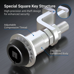 Loquet à came industriel à tête fendue FS7136 <span class=keywords><strong>E3</strong></span>-19-25, en alliage de zinc noir thermolaqué, actionné par outil, à compression, conforme RoHS <span class=keywords><strong>MS</strong></span> - Product Image 2