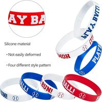 Gelang Baseball Silikon 100% Kustomisasi Pabrik, Gelang Karet Baseball untuk Hadiah dan Souvenir Pesta (24 Buah)