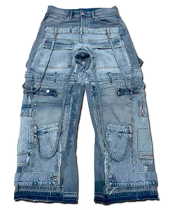 SOONREE Jeans de Hombre Desestructurados Extremos, Pantalones Vaqueros Desgarrados de Doble Cintura, Jeans de Mezclilla Estilo Rockstar, Venta al por Mayor - Product Image 1