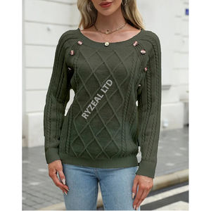 Suéter de punto abotonado clásico elegante para mujer Escote cuadrado y manga larga Diseño elegante Estilo diario de invierno - Product Image 6