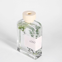 Bouteille diffuseur en verre transparent de 150 ml, bouteille d'huile essentielle de luxe réutilisable avec bâtonnets